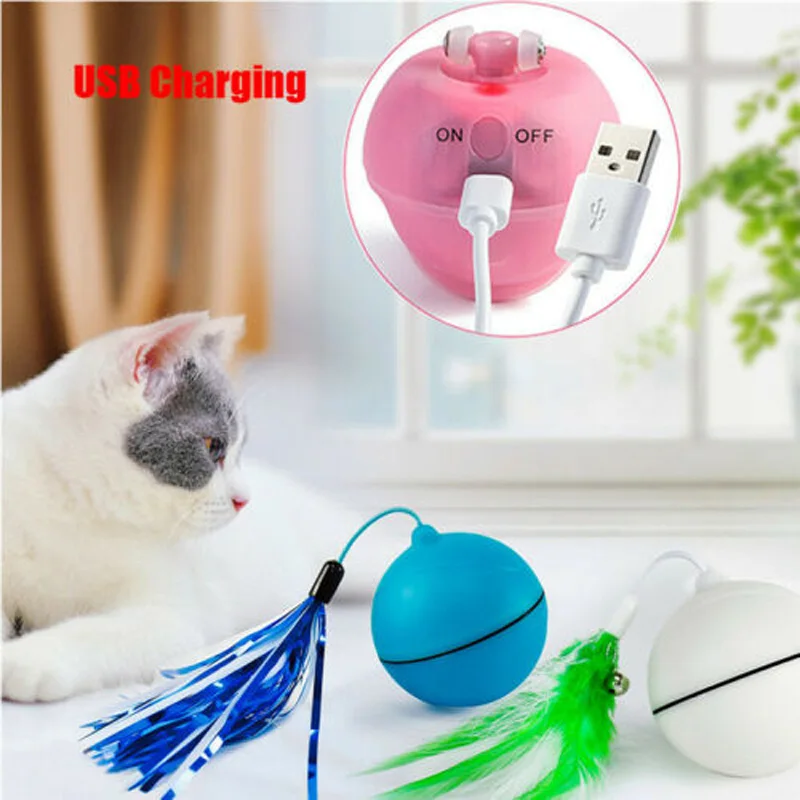 

2019 Brand New Style USB Charging Electric Cat Interactive Ball Toy with Rolling LED Light Pet Supply