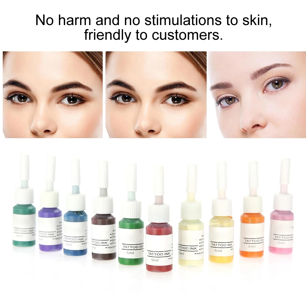 10pcs/7pcs Tattoo Ink Body Paint Microblading Pigment for Semi-permanent Eyebrow Eyeliner Lip Body Arts Paint Makeup Tattoo Ink