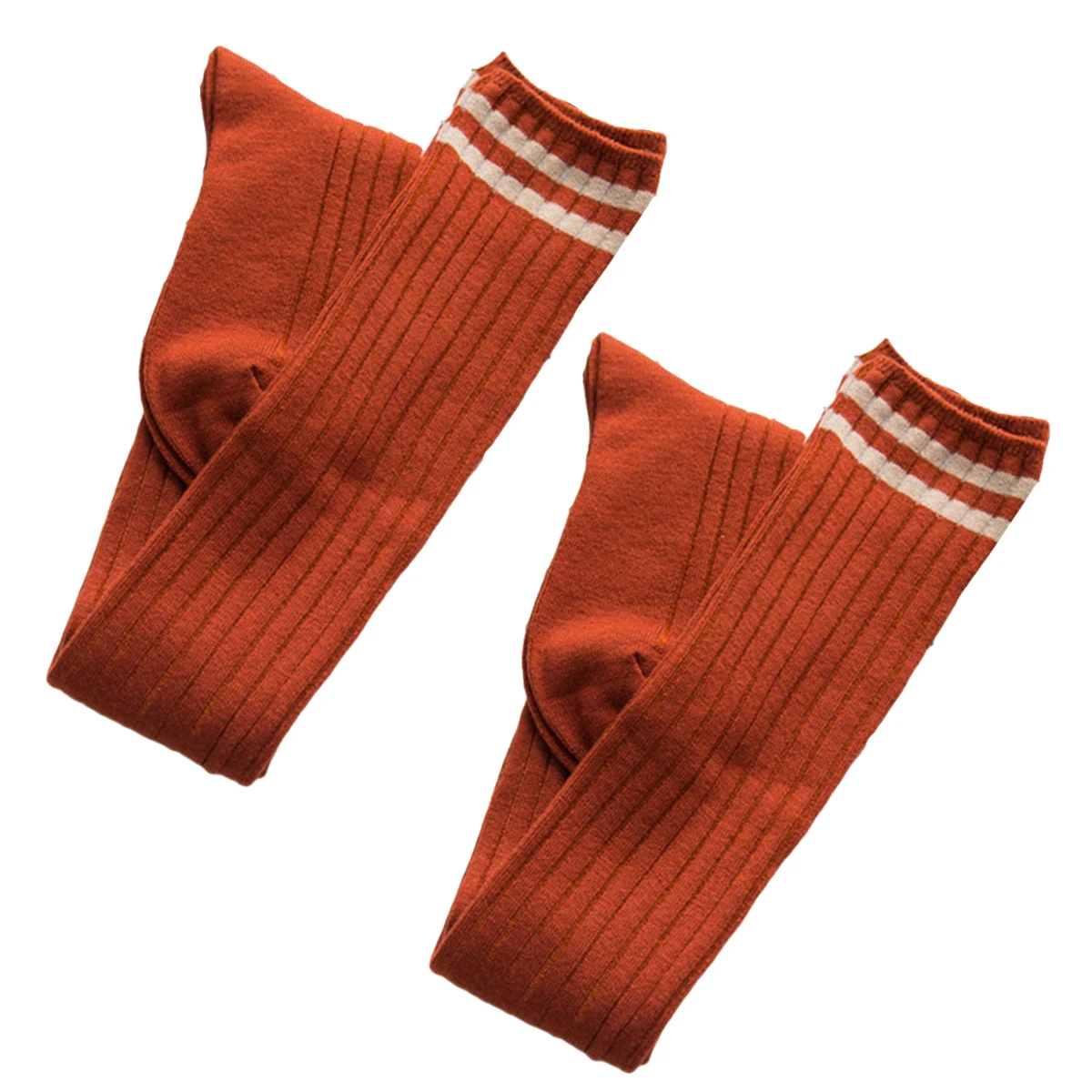 1 пара, хлопковые полосатые носки выше колена для женщин и девочек, чулки, длинные колготки до бедра, мягкие повседневные носки(оранжевые