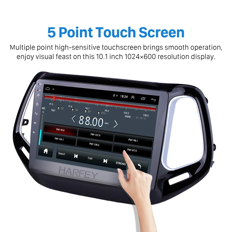 Clearance Harfey Android 8.1 10.1" Car Multimedia Player for 2017 Jeep Compass Head Unit GPS Navi SWC USB Backup Camera AUX Bluetooth WIFI 2