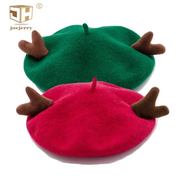 JOEJERRY Cute Beret Women's Wool Deer Antler Beret Cap Warm Painter Hat For Christmas Hot Gift Red Green Color
JOEJERRY Cute Beret Women's Wool Deer Antler Beret Cap Warm Painter Hat For Christmas Hot Gift Red Green Color