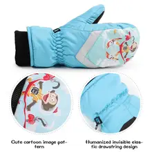 Зимние мягкие теплые хлопковые водонепроницаемые ручной работы ПУ водонепроницаемые спортивные для катания на лыжах, верховой езды Мультяшные перчатки