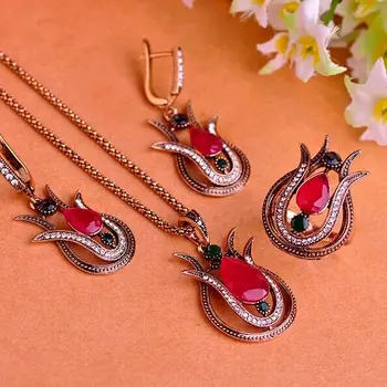 

Fashion Collares Blue Necklace & Pendants Earring Aneis Jewelry sets Fine African Fashion Jewelry sets Metal Resin Red Jewellery