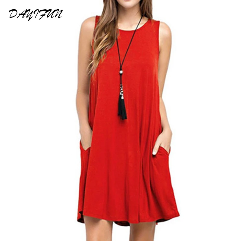 

DAYIFUN Women's Fashion Bohemian Sleeveless Dress Beach Dress Ladies Vintage Casual Dress Plus Size S-XXL C-70