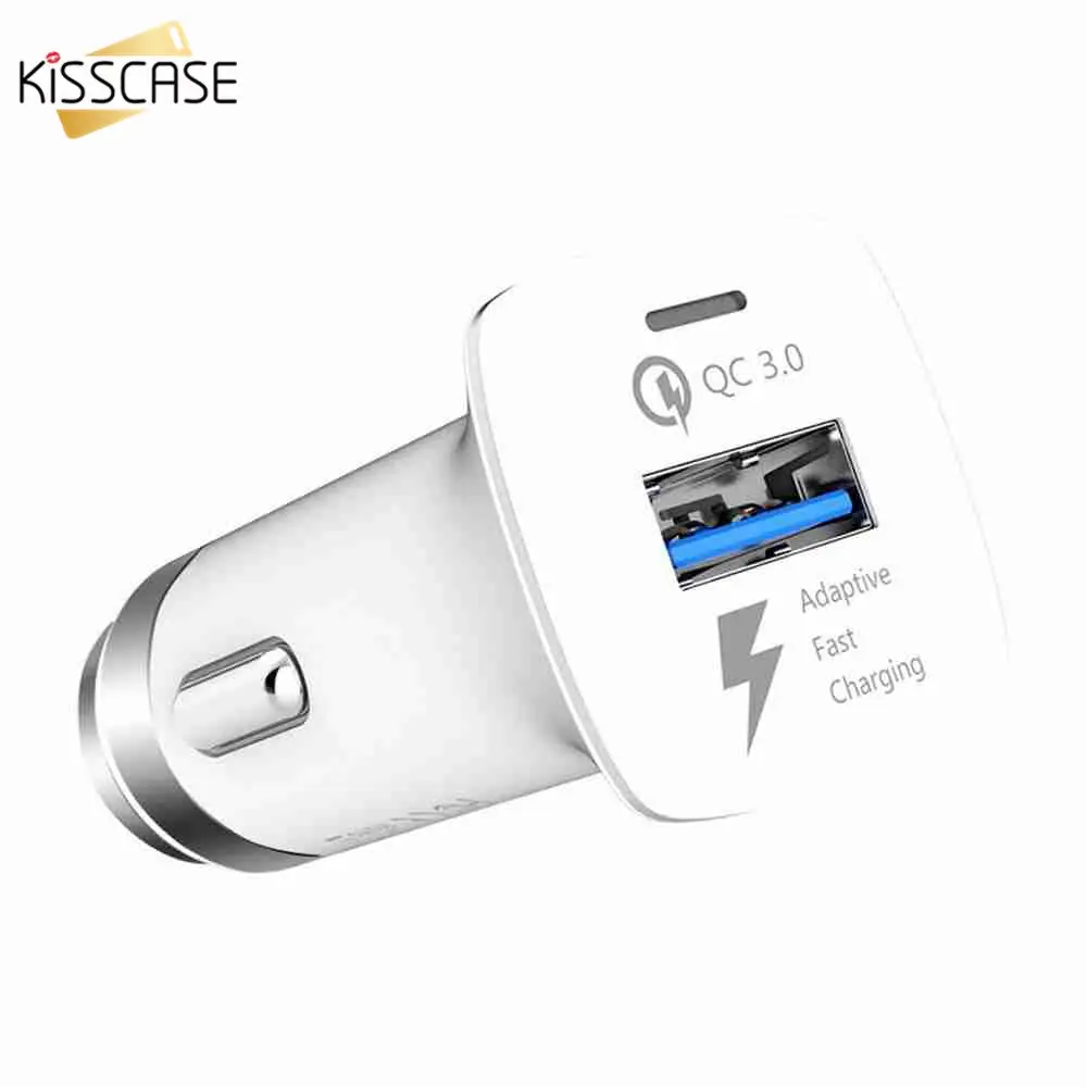 KISSCASE سيارة شاحن يو اس بي سريعة تهمة 3.0 الهاتف شاحن 1 ميناء USB سريع سيارة شاحن آيفون لسامسونج S10 اللوحي شاحن سيارة