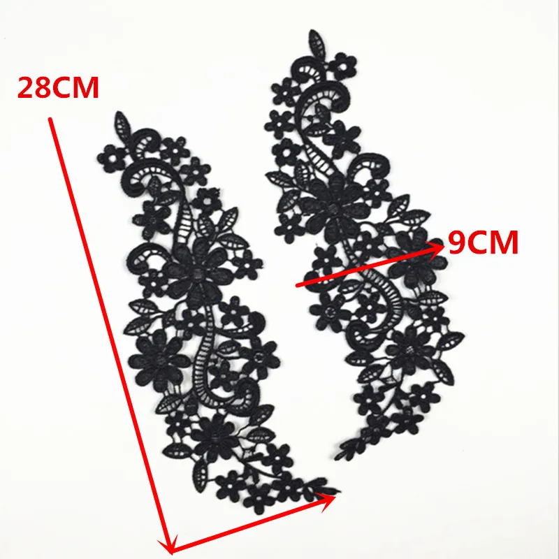 2 шт. белый черный кружево аппликация цветок блесток украшение, кружевная ткань для одежды Аксессуары пришить ткань Costura Craft
