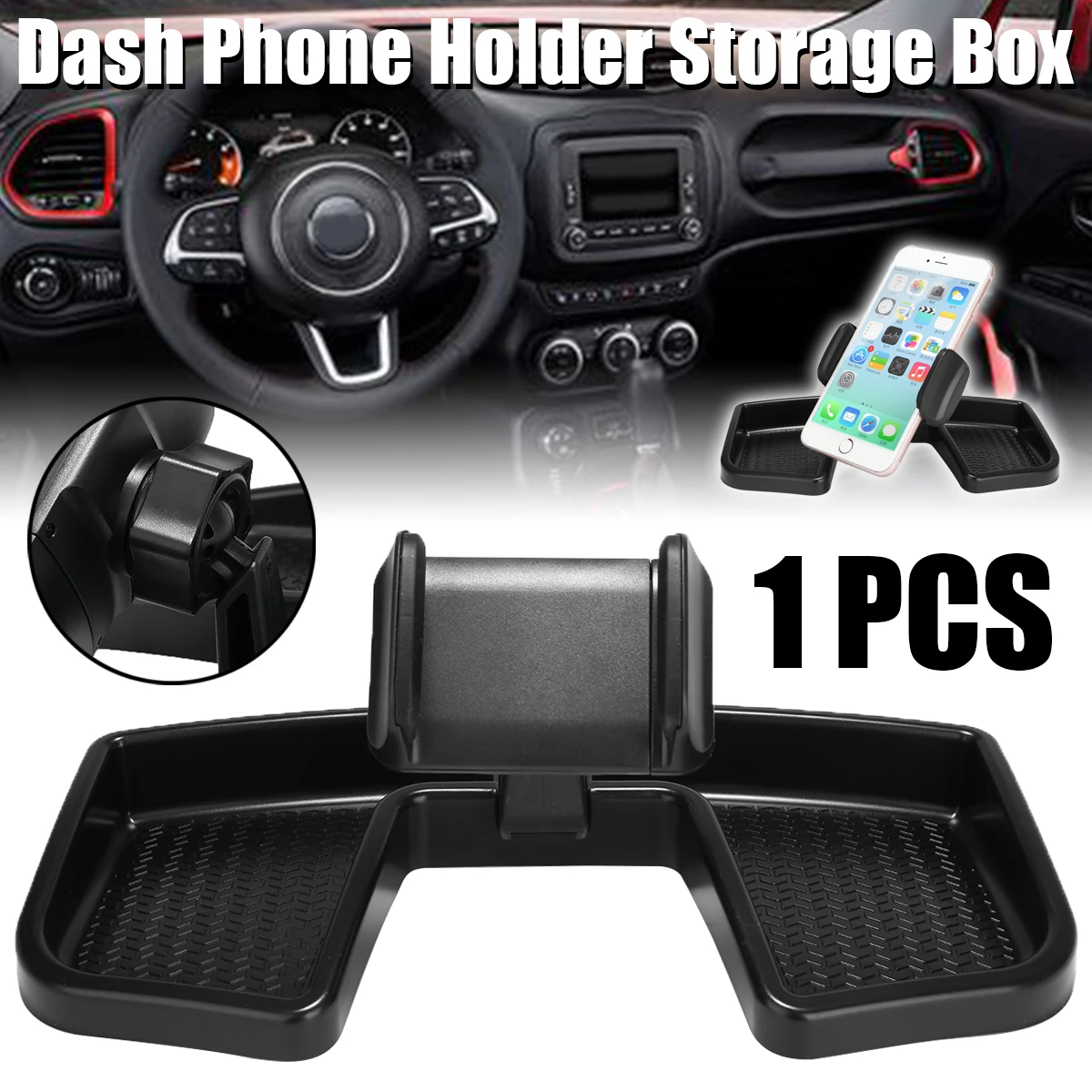 

For Jeep Renegade 14-17 1pc 360 Rotatable Car Dash Mount Mobile Phone GPS Holder With ABS Storage Box Mayitr