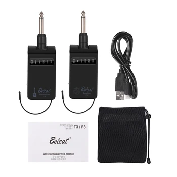

Belcat T3R3 UHF Rechargeable Guitar Wireless System Electric Guitar Bass Audio Transmitter Receiver 4 Channel 100M Transmission