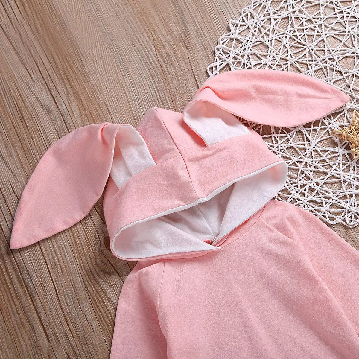 Милый розовый комбинезон с капюшоном и заячьими ушками; Детский комбинезон с зайчиком и длинными рукавами; Одежда для новорожденных девочек; одежда для малышей
