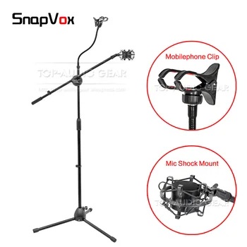 

Floor Microphone Stand + Suspension Shock Mount + Mobile Phone Clip Mic Spider Holder For Apogee 96k Mic+ Plus Mic + 96 k