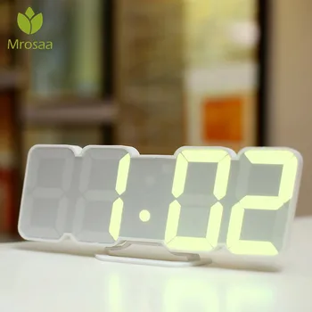 

Mrosaa 3D Digital Alarm Clock Colorful LED Remote Control Table Clocks Sound Control Time Temperature Date display Desktop clock
