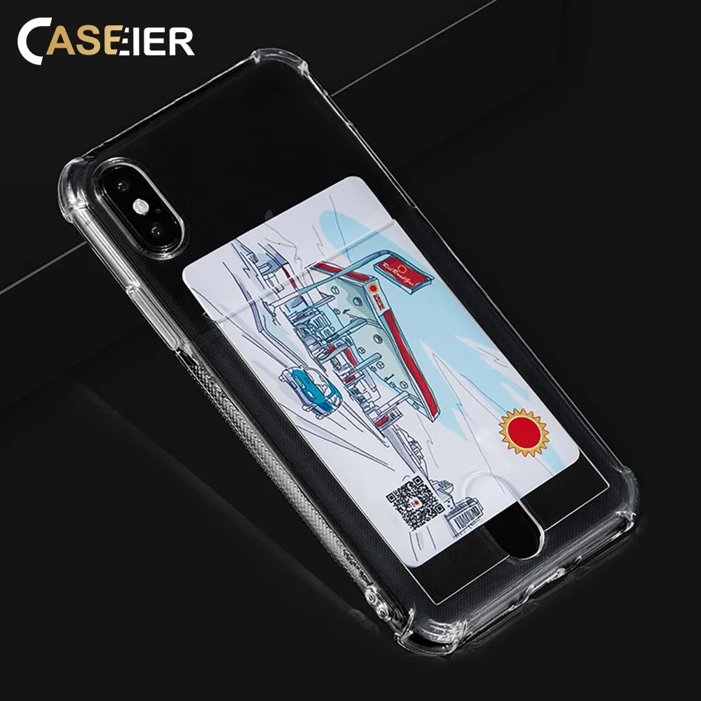 CASEIER цветной противоударный чехол для телефона iPhone 8 7 6 6s Plus чехлы с карманом карт X
