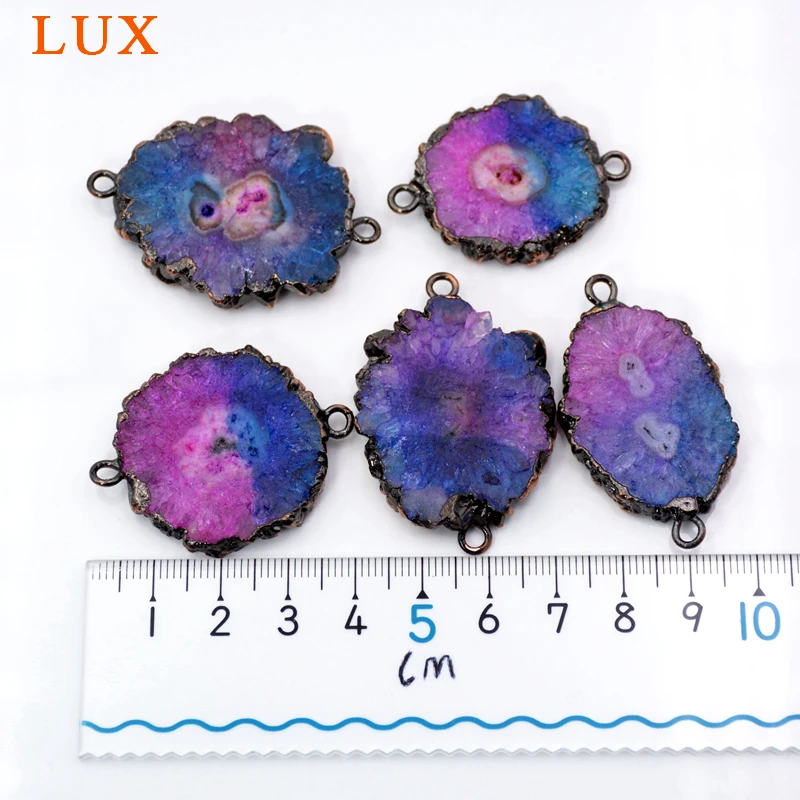 

Solar Quartz connector Rainbow Crystal Vintage Jewelry Bronze plated Chakra Pendant double bails sun flower charms