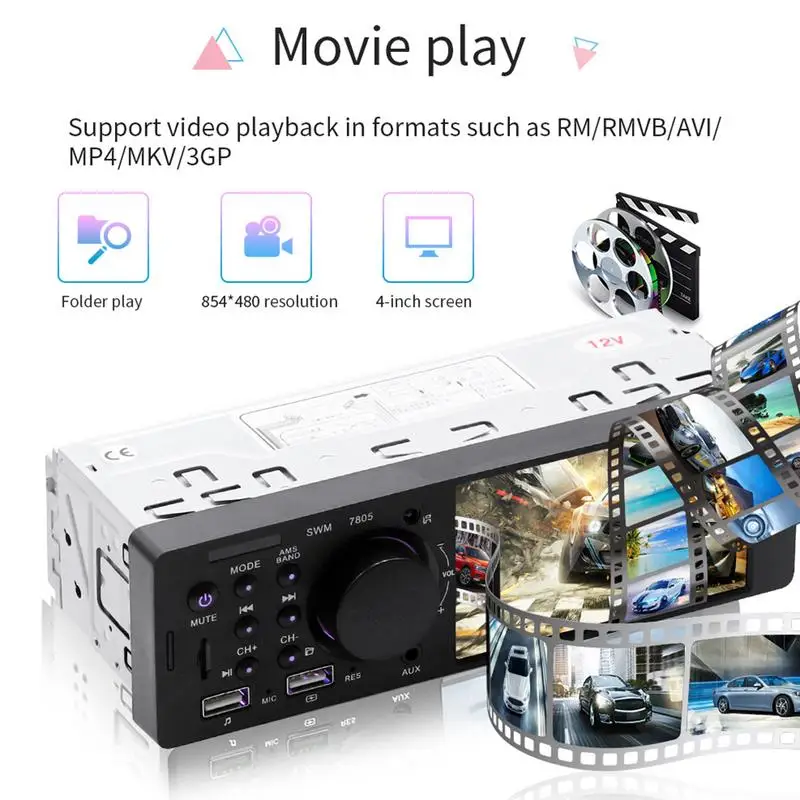 

4.1 Inch TFT 1 Din Car Radio Audio Stereo FM Radio Bluetooth MP5 Player Connecting Rear View Camera