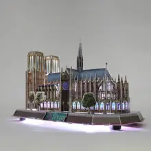 СВЕТОДИОДНЫЙ 3D пазл, архитектурная модель Нотр-Дам де Пари, 3D светодиодный пазл