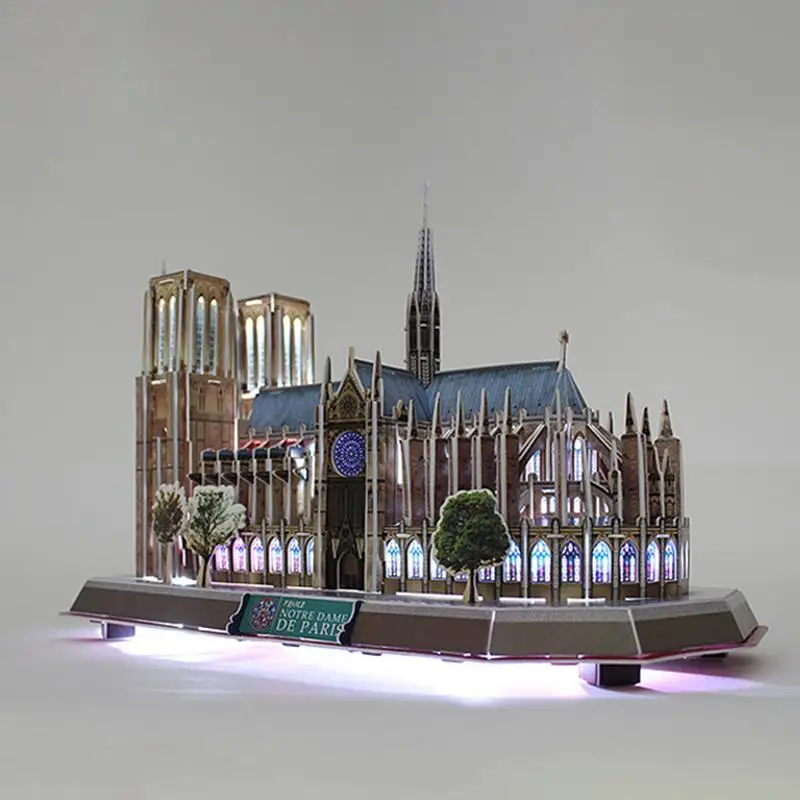 СВЕТОДИОДНЫЙ 3D пазл архитектурная модель Нотр Дам де Пари светодиодный