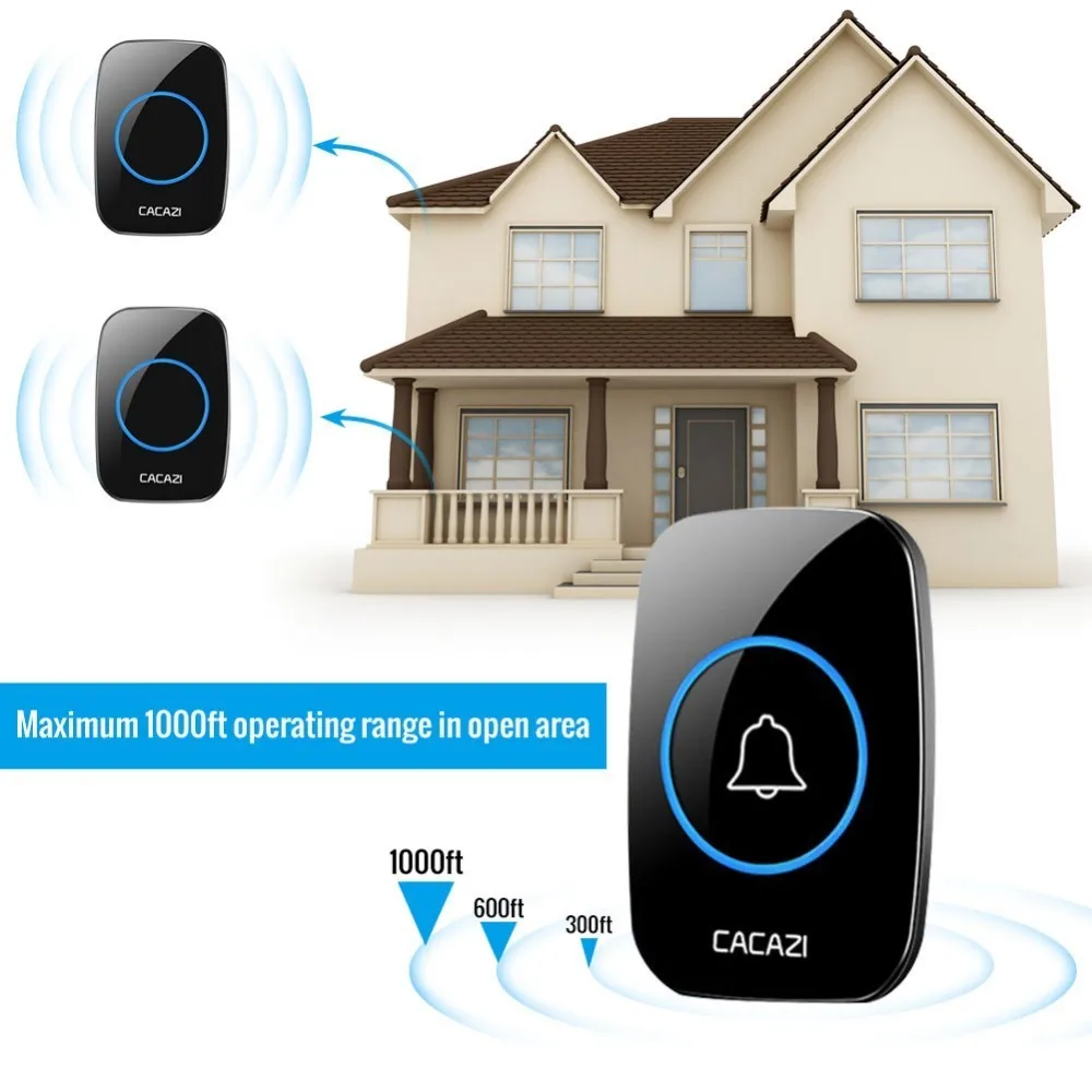 Cacazi Wireless Doorbell Waterproof 300m Range Door Bell Low Price High Quality Home 38 Chimes Door Ring Cacazi Wireless Doorbell Waterproof 300m Range Door Bell Low Price High Quality Home 38 Chimes Door Ring