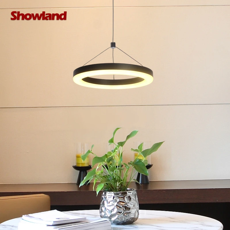 

Modern LED Lamp Simple Ring Pendant Light for Dining room Coffee Bar Loft Restaurant Bedroom Black and White Ring LED Lighting