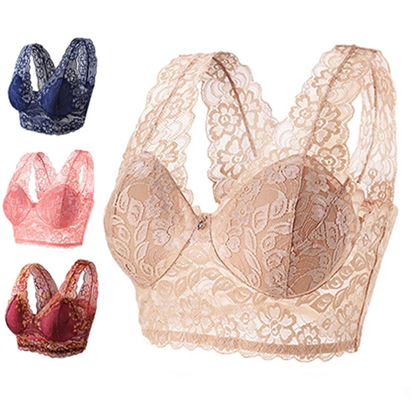 Hot Full cup thin underwear bra plus size wireless adjustable lace Women's bra breast cover Cotton Bra Large size Lace Bras