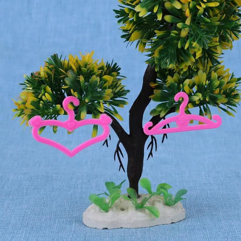 Hangers Mini Dress Clothes Accessories for Barbie Doll Pretend Play Girl Baby Toys Gift Barbie Furniture Plastic Rose Red 20pcs