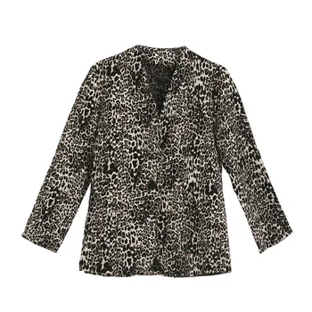 

Trendy Women Slim Casual Leopard print Coat Polyester cardigan Long Sleeve Outwear Warm Winter one pieces
