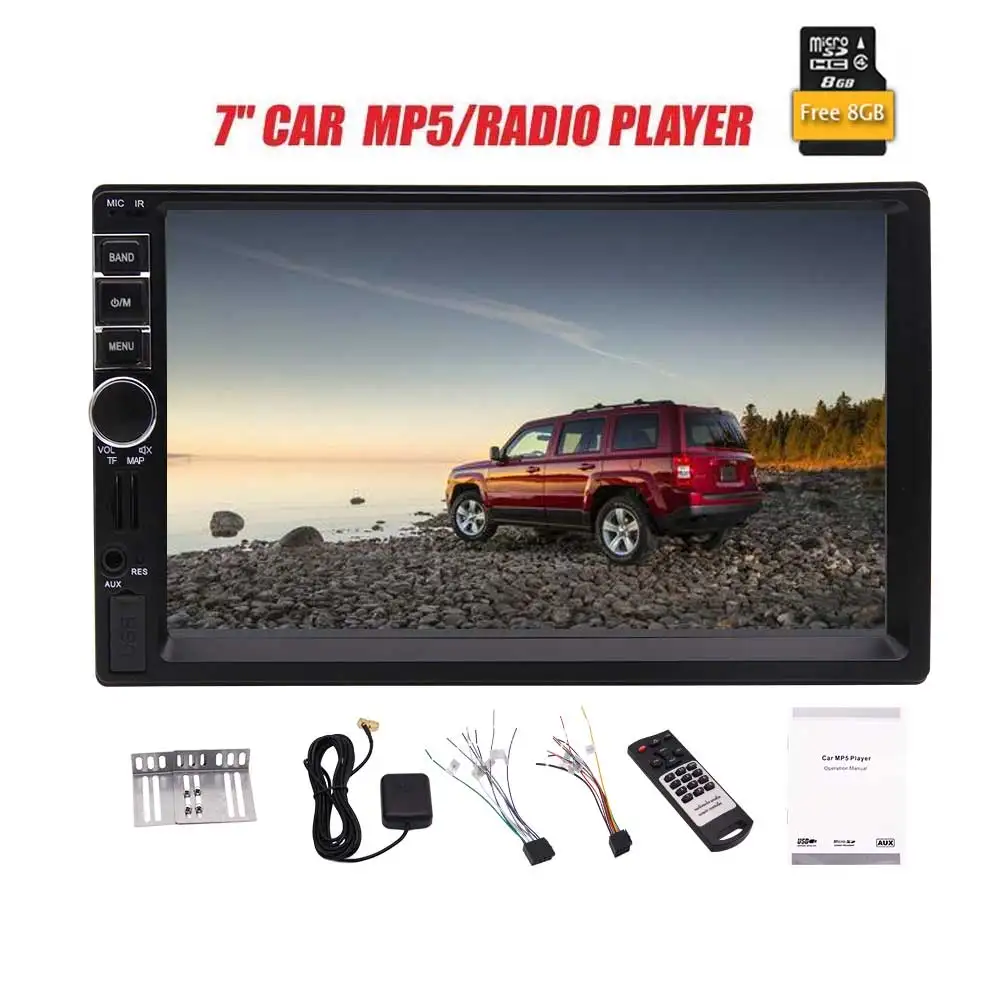 

EinCar 7'' 2 Din Car Radio Multimedia Player GPS Navigation Camera Bluetooth MP4 MP5 Stereo Audio Auto Steering-wheel Free Map