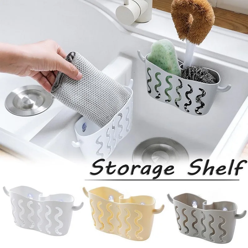 

Kitchen Storage Bathroom Sponge Soap Sink Tidy Suction Strainer Organizer Sink Holder Storage Rack kitchen Accessories