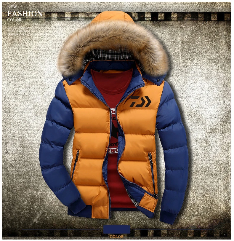 

New DAIWA Men Warm Winter Fishing Clothes Cotton Coat Fishing Jacket Plus Thick Windproof Outdoor Sports Jacket