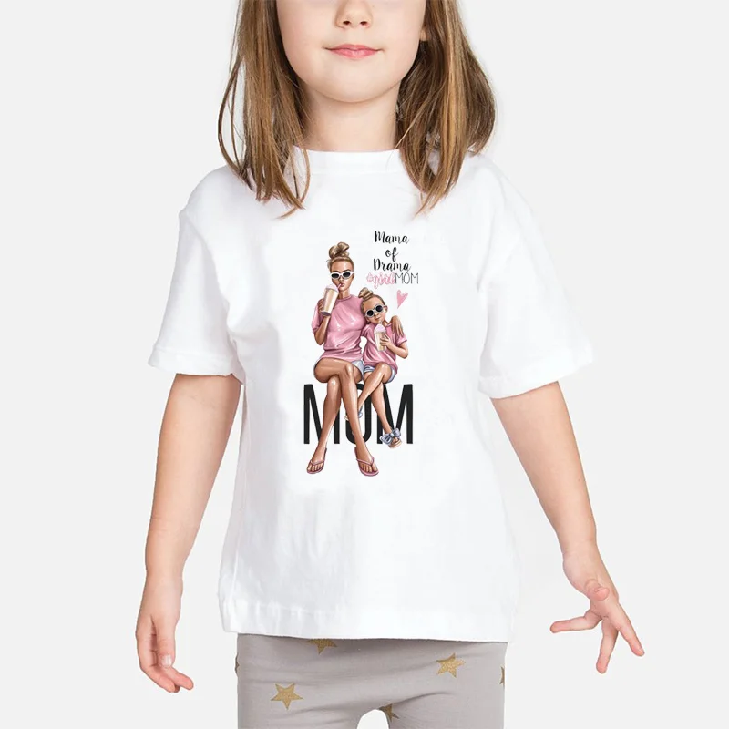 Футболка с надписью Super Mom/Baby/Girls белая для мамы и ребенка|Тройники| |