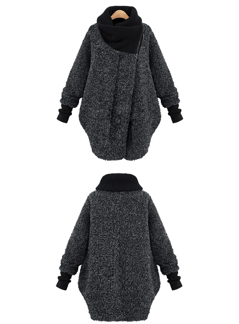 winter jacket women large size new women's high collar solid color coat long loose long sleeve wool coat winter jacket women