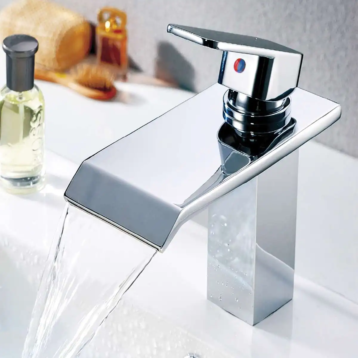 

Deck Mount Waterfall Bathroom Faucet Sinks Mixer Cold And Hot Water Tap Waterfall Basin Faucet Wholesale And Retail