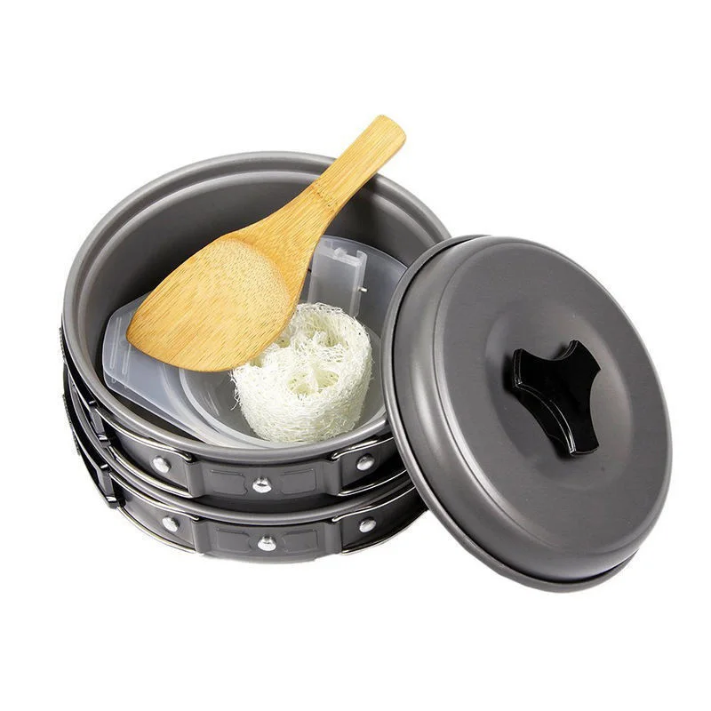 8 piezas de utensilios de cocina viajes al aire libre Camping cocina Picnic tazón olla Pan conjunto de senderismo
