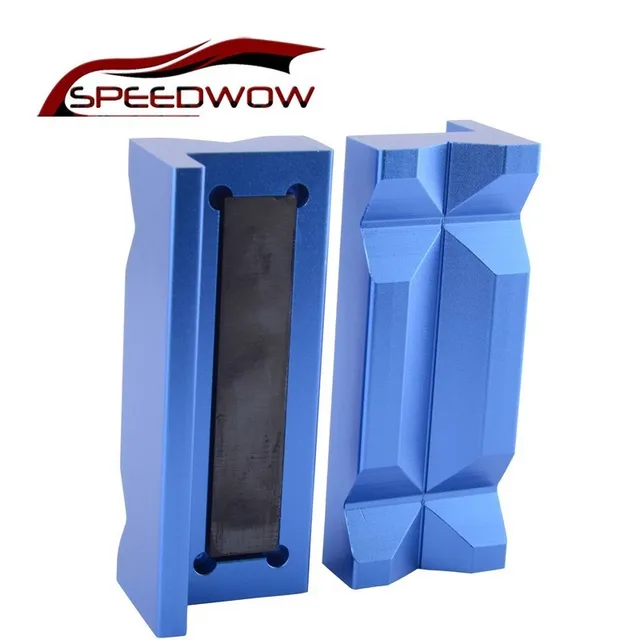 SPEEDWOW Universal Blue Aluminum Vise Jaw Protective Inserts For AN Oil