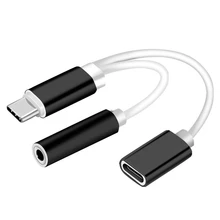 Черный USB TYPE-C-3,5 аудио кабель TYPE-C кабель для гарнитуры TYPE-C адаптер для зарядки телефона
