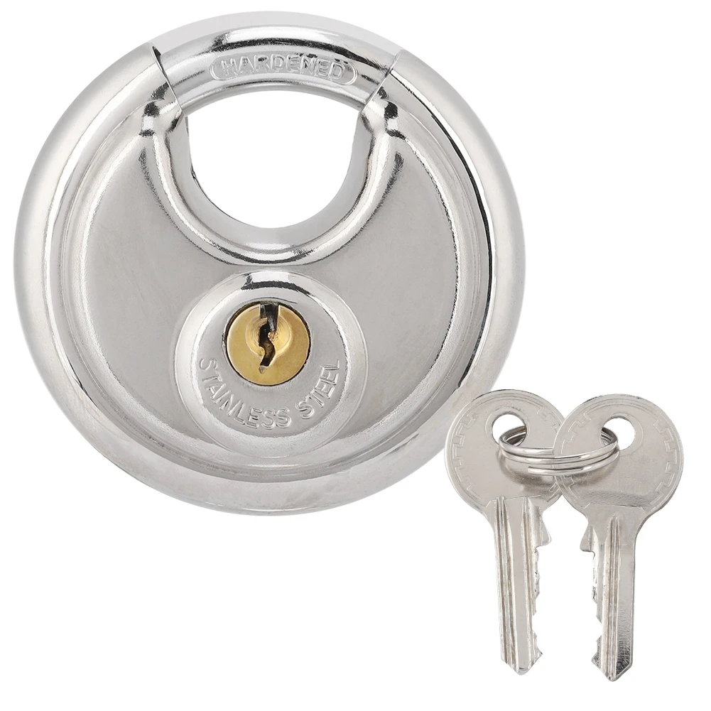 

Stainless Steel Round shape Padlock Key for Outdoor Warehouse Fences Cabinet Locks Comes with 2 Keys for Emergency New