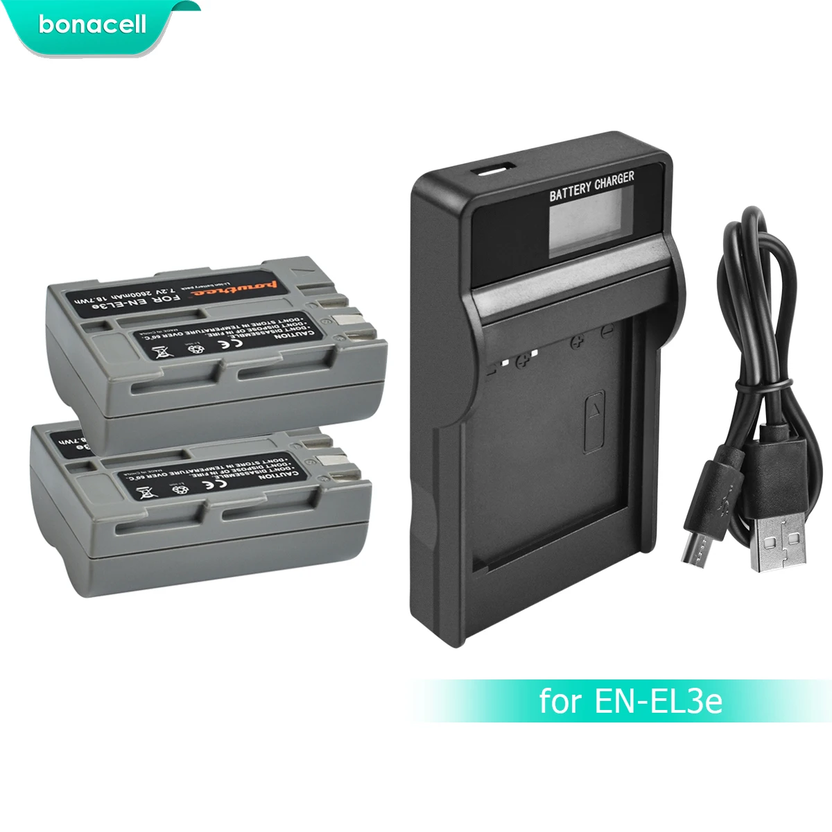 

Bonacell 2600mAh EN-EL3e EN EL3e EL3a ENEL3e Battery+Battery LCD Charger for Nikon D300S D300 D100 D200 D700 D70S D80 D90 D5 L15