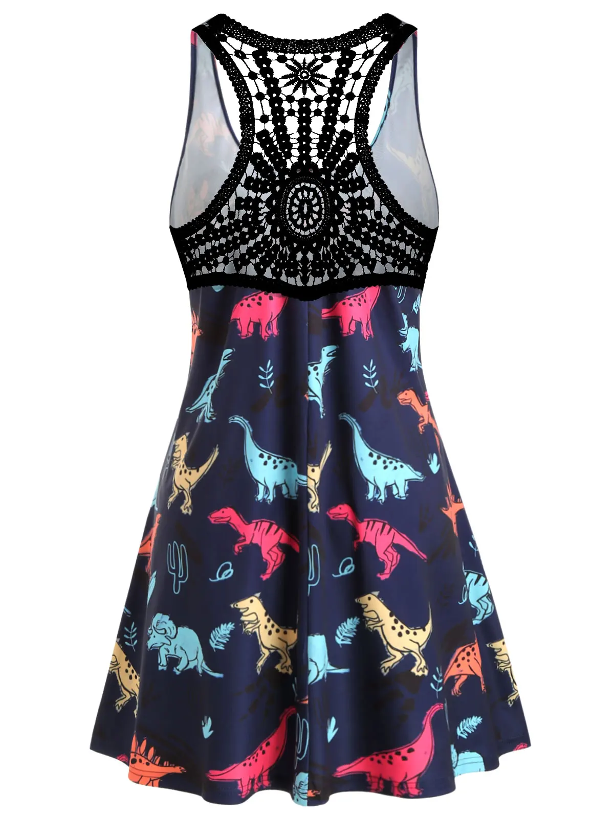 Wipalo Dinosaur Print Plus Size Women Summer Sleeveless Vest Top Tank Lace Tops Ladies Regata Feminina 5XL|Майки| |