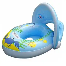 Детский летний надувной плавающий круг с рисунком из мультфильма, плавательный круг для детей с солнцезащитным козырьком для маленьких детей
