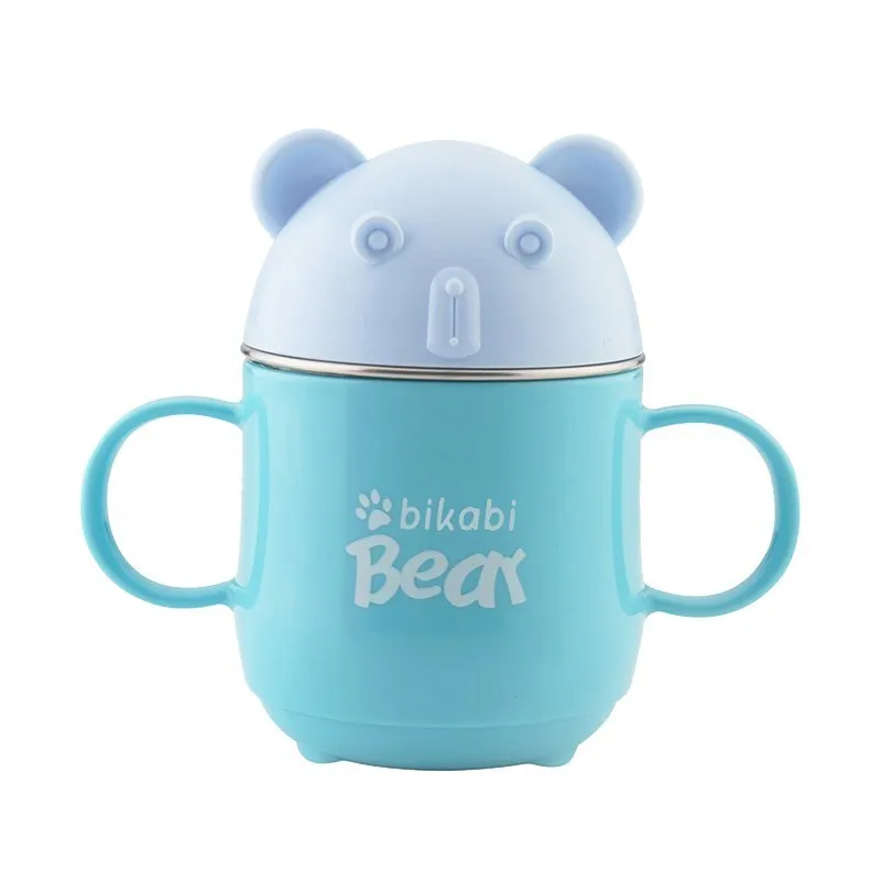 

Soffe Cartoon Bear Kids Plastis Travel Coffee Mug And Cup For Children With Handgirp Lid Stainless Steel Liner Bpa Free Milk Mug