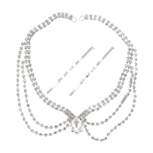 HTHL-свадебное украшение для волос Frontlet цепочка украшение на лоб с заколками