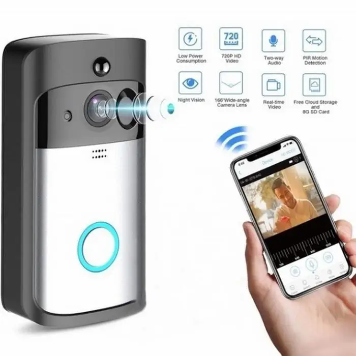 

WIFI Video Doorbell, Wireless Smart Doorbell 720P HD Security Camera Intercom Door Real-Time Two-Way Talk and Video