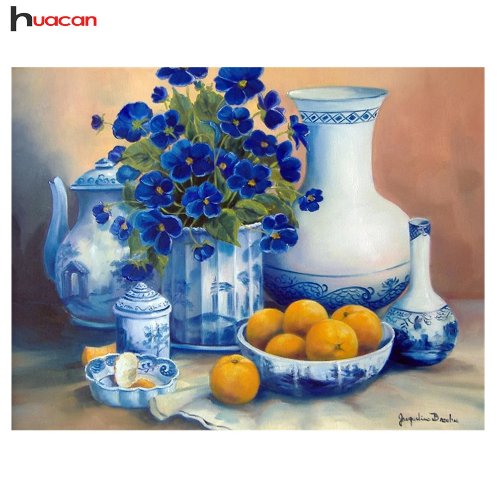 

HUACAN Kitchen Flower Diamond Embroidery 5d DIY Diamond Painting Kits for Full Square Rhinestone Embroidery Mosaic Needle