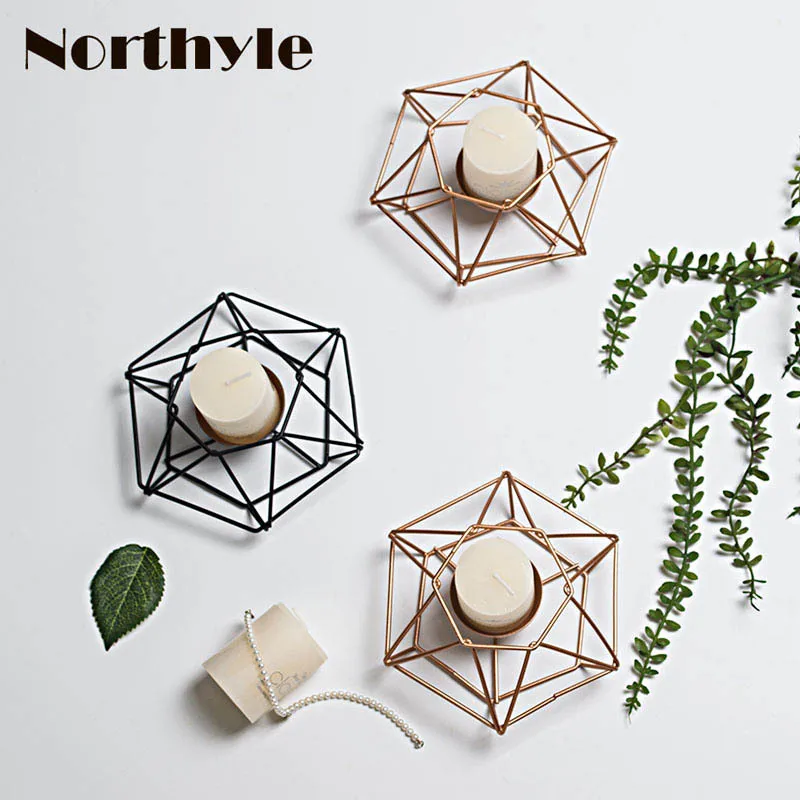 

DH geometry metal candle holder bars decoration candlestick wedding gold candelabra tea light holder wrought iron candle holder