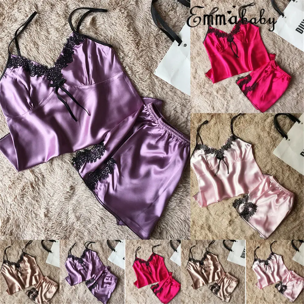 2019 Новые горячие для женщин кружево атлас нижнее белье Babydoll ночная рубашка