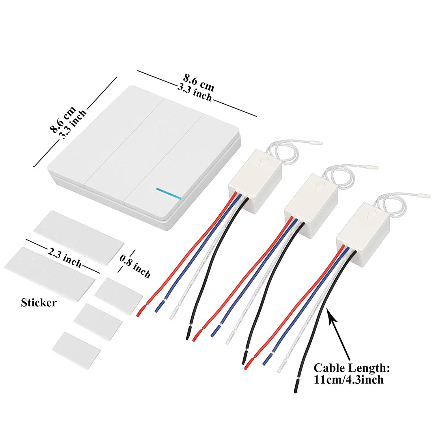 3 Way Remote Wireless Light Switch Receiver Kit Waterproof,Easy Installation,No Wiring,On/Off Control Multiple Lights