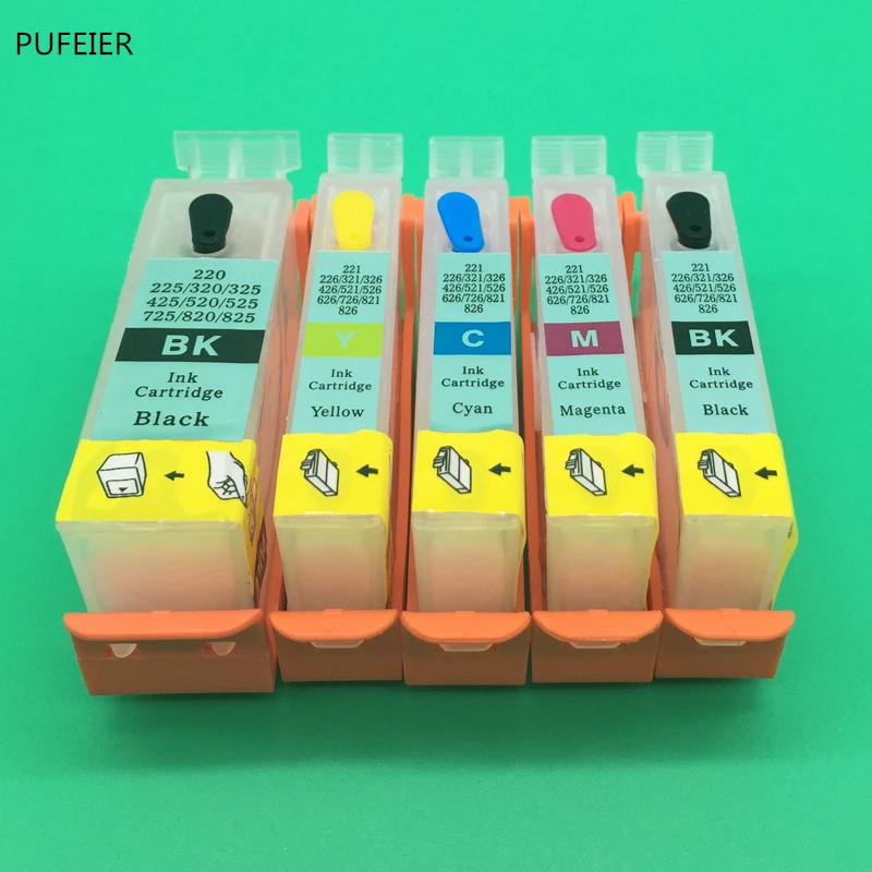 PGI-220 CLI-221 PGI220 CLI221 Empty Refillable Cartridge Kit With ARC Chip For Canon IP3600 IP4600 MP540 MP620 MP630 MX860 MX870