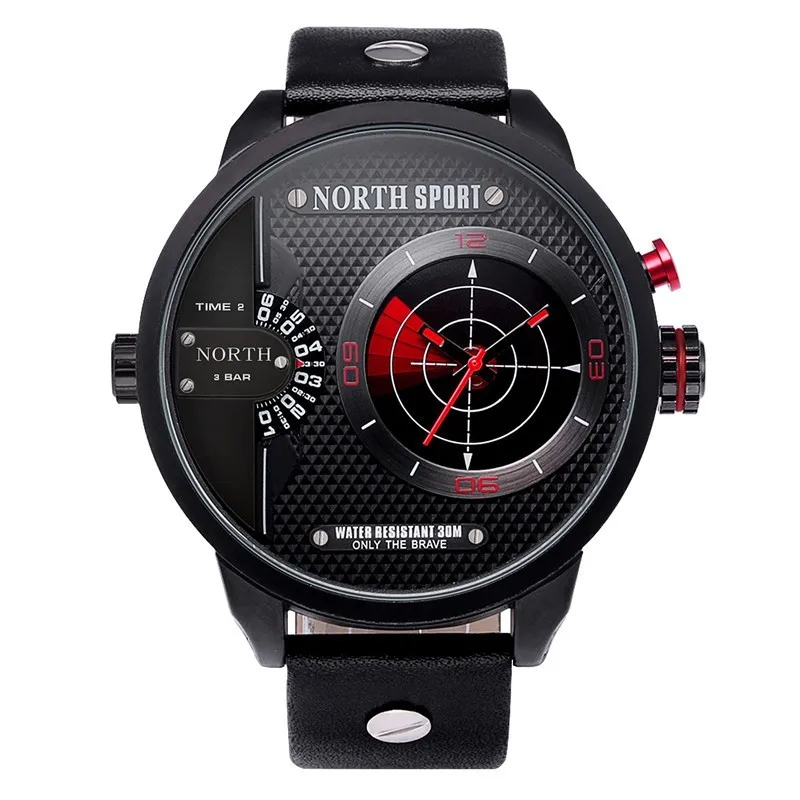 

NORTH Brand Mens Watches Luxury Casual Military Waterproof Quartz Sports Wristwatch Leather Strap Male relogio masculino