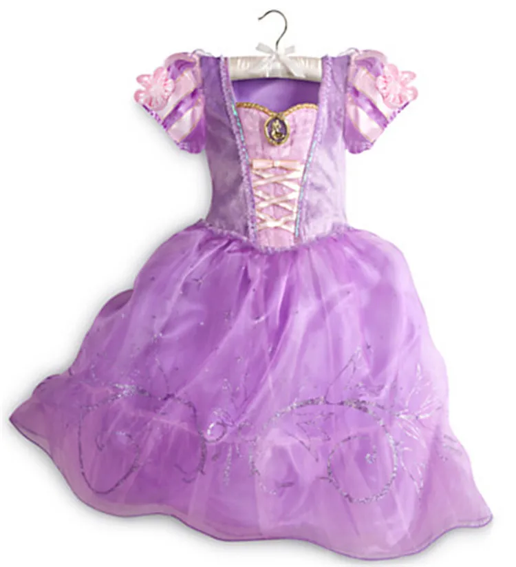 Летнее платье принцессы для маленьких девочек; праздничная одежда Золушки, Авроры, длиной до середины икры; Детский карнавальный костюм Белоснежки, Рапунцель, Белль