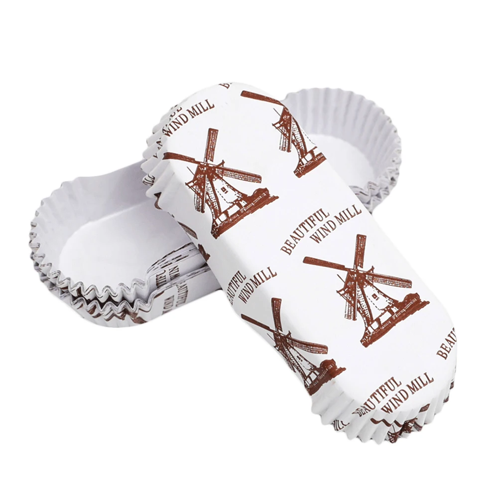 

300Pcs Cupcake Wrappers Film Boat Shape Heat Resistant Paper Baking Cups Bread Tray for Birthday Celebration Wedding