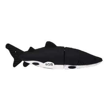

8GB Shark Shaped USB 2.0 Flash Device Pen Device U Memory Thumb Key Device, Black and White
